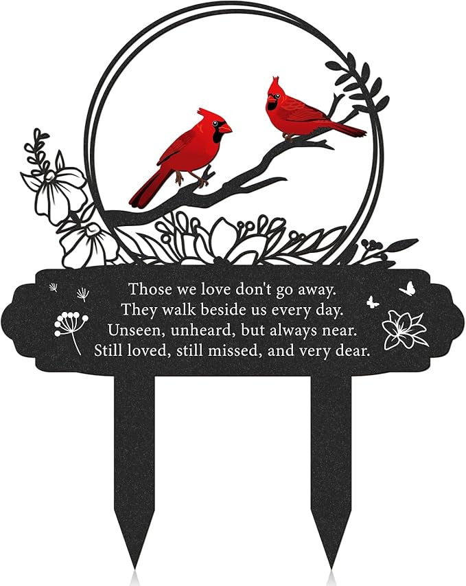 Cardinal Grave Decorations for Cemetery, Metal Memorial Stakes Grave by RNGMSI