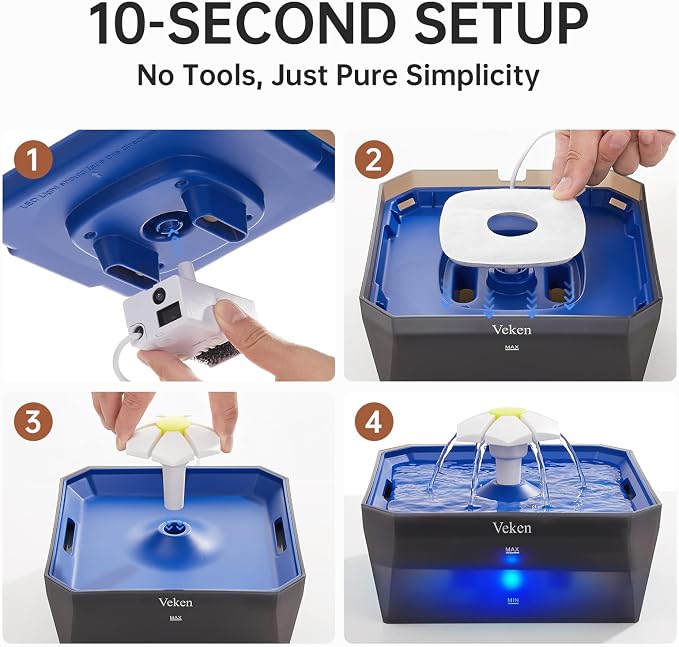 Veken Award-Winning Small Pet-Friendly Cat Water Fountain - Image 6