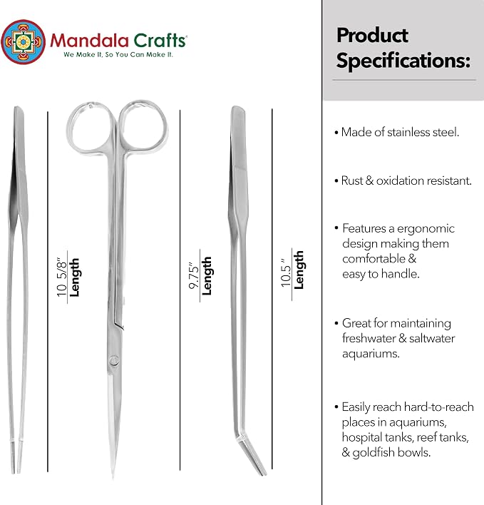 Mandala Crafts Stainless Steel Aquascaping Tools Kit – Aquarium Plant Tools - Image 3