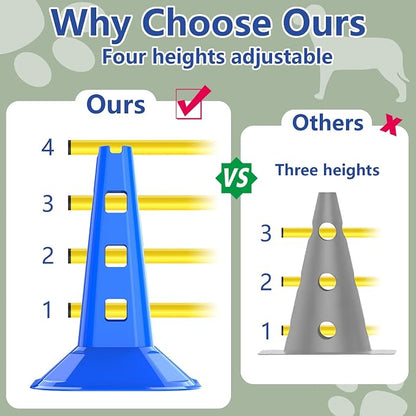 Dog Agility Hurdle Cone Set, Adjustable Height Dog Agility Course - Image 2