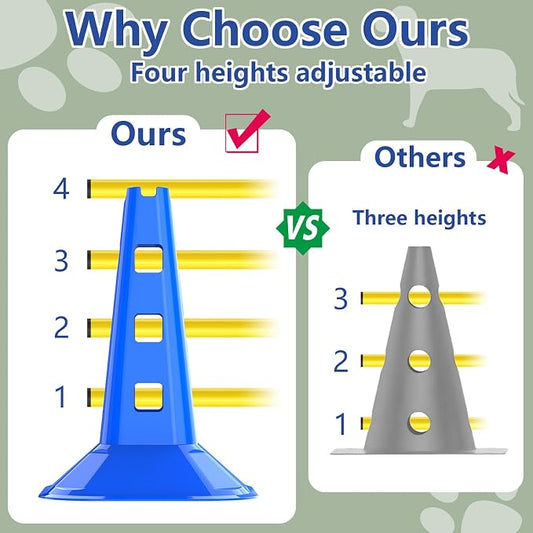Dog Agility Hurdle Cone Set, Adjustable Height Dog Agility Course - Image 2