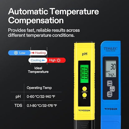 VIVOSUN Digital pH and TDS Meter Kits, 0.01pH High Accuracy Pen Type pH Meter ± - Image 4