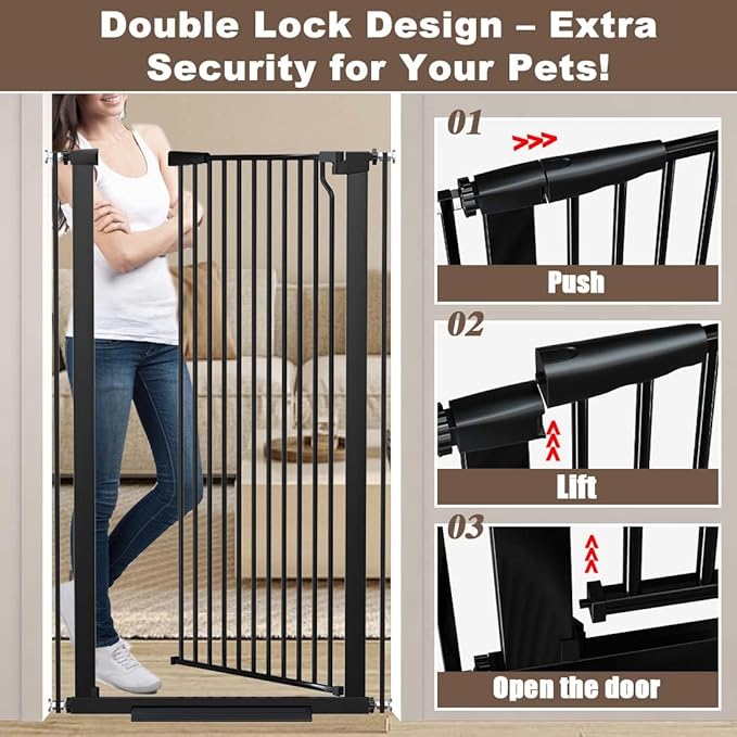 Fairy Baby 51.18" Extra Tall Cat Gate, 29.5"-32.6" Adjustable Width Auto Close - Image 4