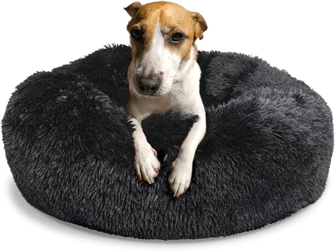 Calming Donut Dogs Beds for Medium Dogs up to 45 lb, 30inch Anti-Slip Plush by nononfish