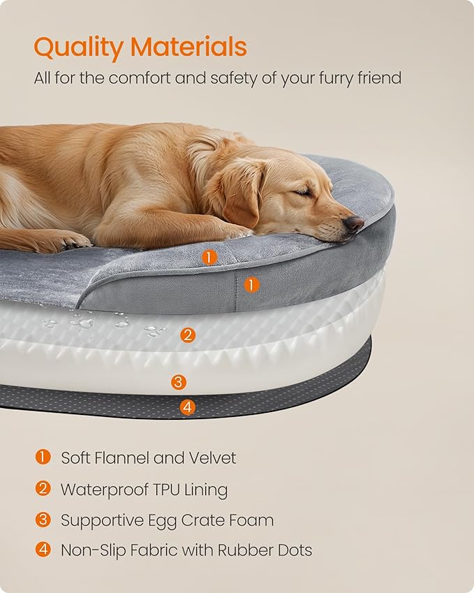 Feandrea Dog Bed, Large Orthopaedic Dog Sofa Bed, Egg Crate Foam, Waterproof - Image 5