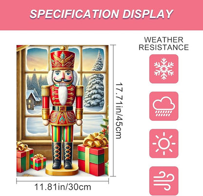 Christmas Garden Flag 12x18 Inch Nutcracker Soldier Decor Gift Box Snowy Pine - Image 3