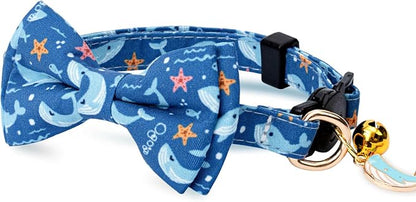 2 Pack Cotton Cat Collar with Bow Tie and Bell - Image 3