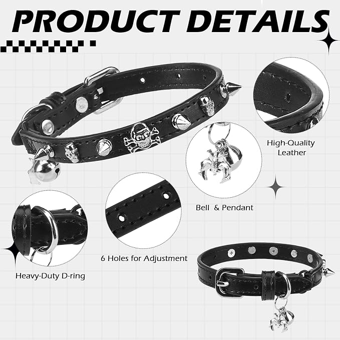 EXPAWLORER Cat Collar for Girl Boy Cats- Adjustable Leather Pet Collar - Image 3