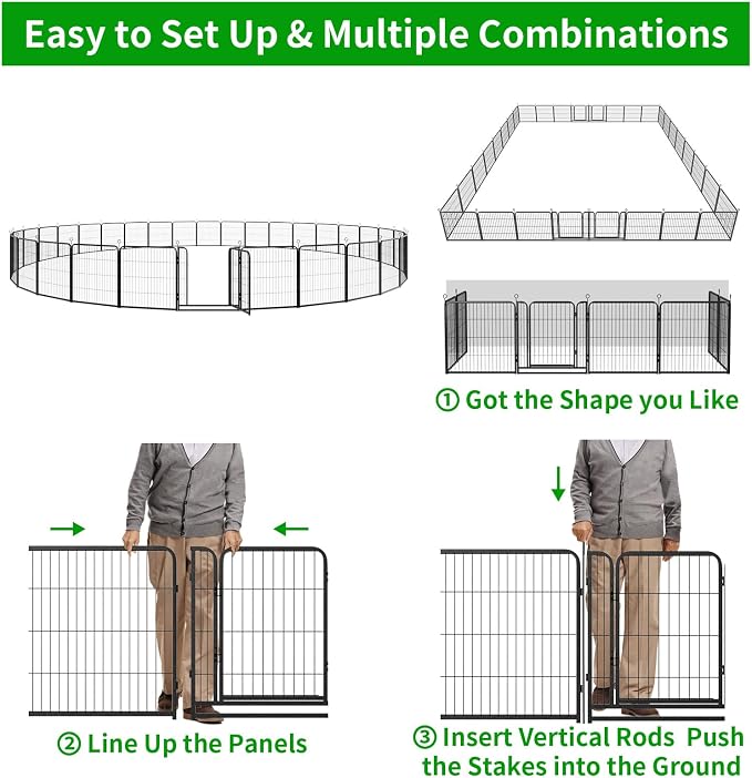 Dog Playpen Outdoor Extra Wide 32 Piece Panels Heavy Duty Dog Fence 32" Height - Image 9