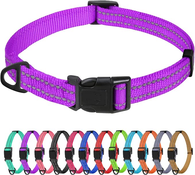 TagME Reflective Nylon Dog Collars, Adjustable Classic Pet Collar by TagME