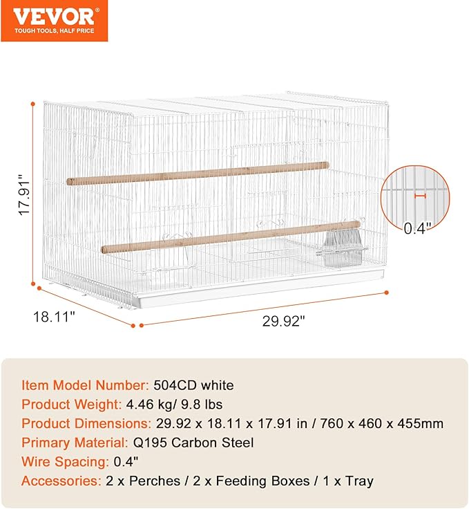 VEVOR 30-inch Flight Bird Cage, Stackable Bird Cage - Image 7