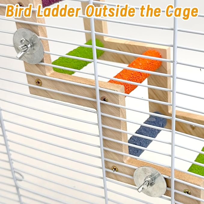 Hamiledyi Nature Wooden Bird Ladder Pet Parrots Climb Bridge Exercise Stands - Image 5