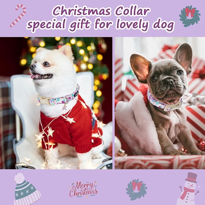 Winter Wonderland Dog Collar for Small Dogs，Adjustable White Puppy Collar - Image 3