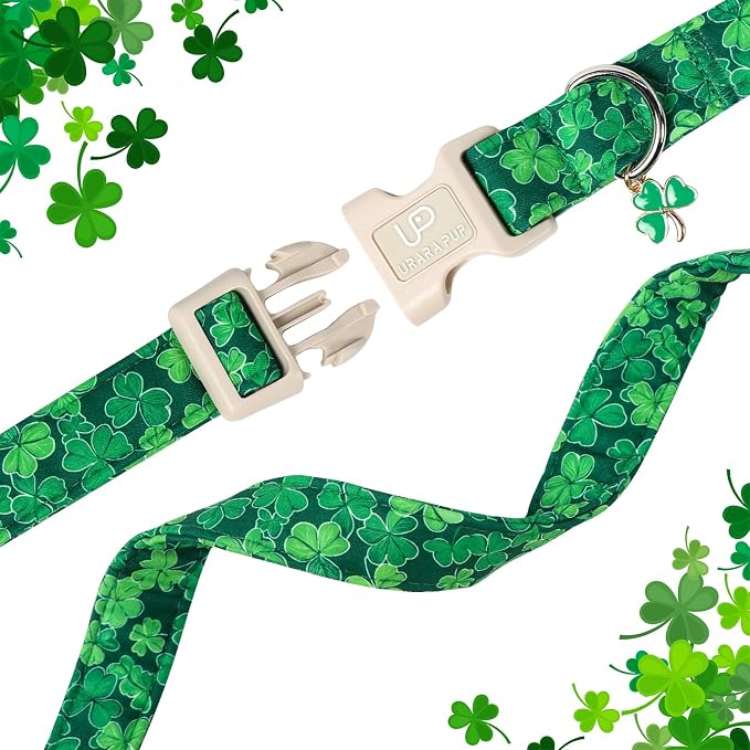 St. Patrick's Day Dog Collar, UP URARA PUP Shamrock Adjustable Pet Collar - Image 4