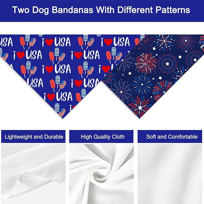 4th of July Dog Bandanas, Patriotic Holiday Party Pet Decorations 2 Pack - Image 3