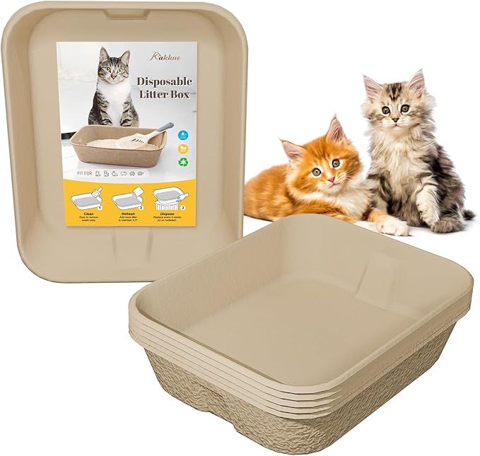 6 Pack Disposable Cat Litter Boxes, Durable Leak-Proof Cardboard Kitty Litter by Unknown