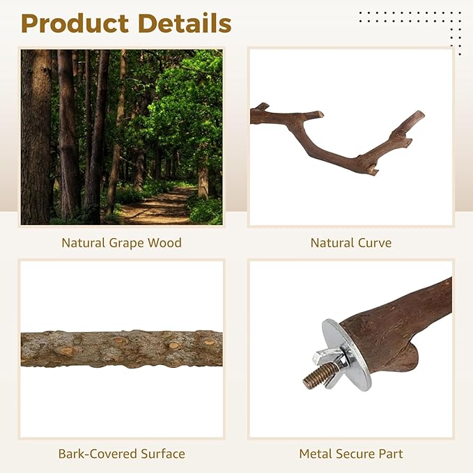 5 PCS Wood Bird Perches, Natural Grape Wood Branches - Image 3