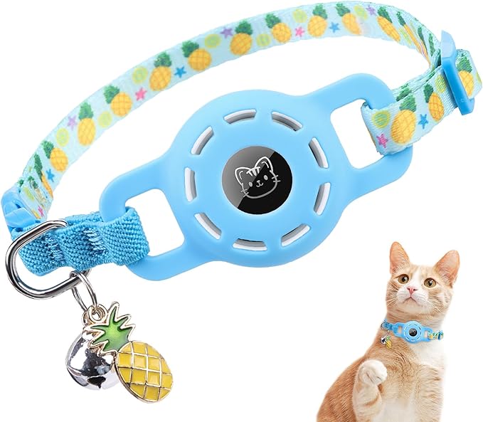 BINGPET AirTag Cat Collar with Bells, Upgraded Safety Elastic Cat Collar with by BINGPET