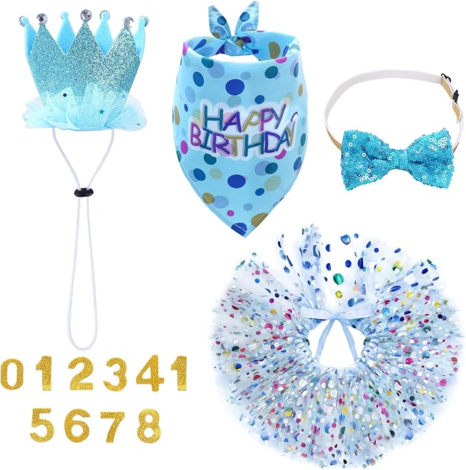 hoyuwak Dog Birthday Party Supplies Girl Dog Birthday Bandana Tutu Set Cute Hat by hoyuwak