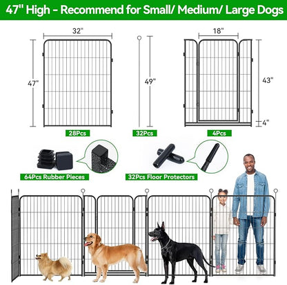 Dog Playpen Outdoor Extra Wide 32 Piece Panels Heavy Duty Dog Fence 47" Height - Image 4