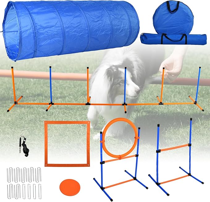 Agility Training Equipment for Dogs, Dog Agility Course Backyard Set Include by Bebegigi