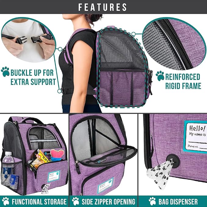 PetAmi Dog Cat Backpack Carrier, Expandable Pet Carrier Backpack - Image 6