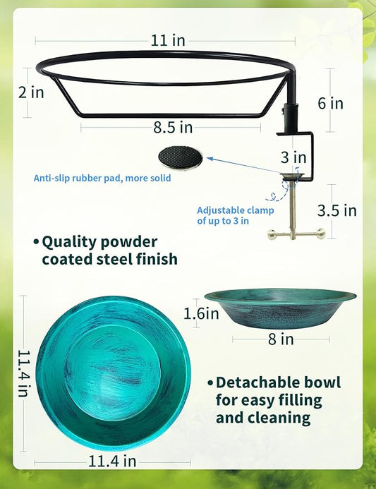 Deck Mounted Bird Bath for Outside, Detachable Birdbath Bowl - Image 2