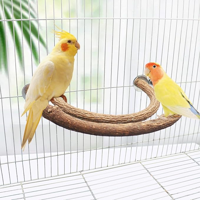 2 Pack Bird Perch Stand, Natural Wood U Shape Parrot Stand Pole, Bird Cage - Image 2