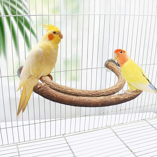2 Pack Bird Perch Stand, Natural Wood U Shape Parrot Stand Pole, Bird Cage - Image 2