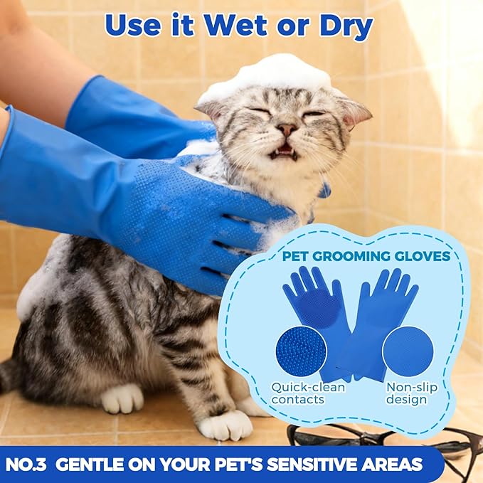 PAWCHIE Bath Grooming Kit for Pets, Washing Gloves, Bath Brush and Adjustable - Image 4