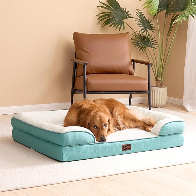 EHEYCIGA Orthopedic Dog Bed for Large Dogs, Waterproof Memory Foam, Turquoise - Image 9