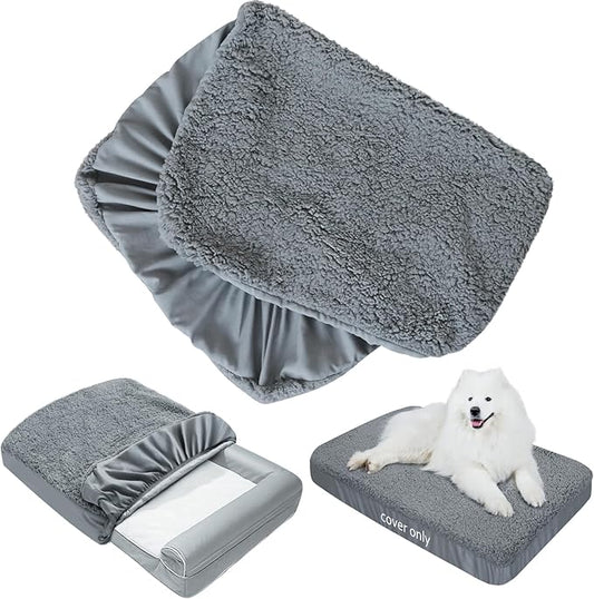 Dog Bed Covers Soft Plush Replacement Washable, Waterproof Pet Mattress Bed by Moonsea