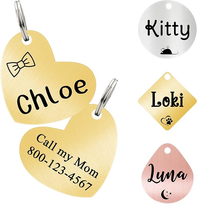 Ultra Joys Cat ID Tag Personalized Pet Tags, Durable Stainless Steel Small Pet by UltraJoys