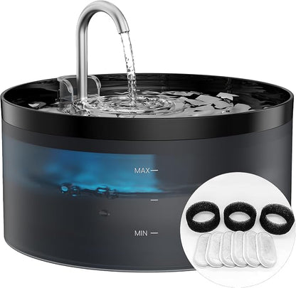Cat Water Fountain for Cats Indoor: GIOTOHUN 108oz/3.2L Black Cat Drinking by GIOTOHUNPetLife