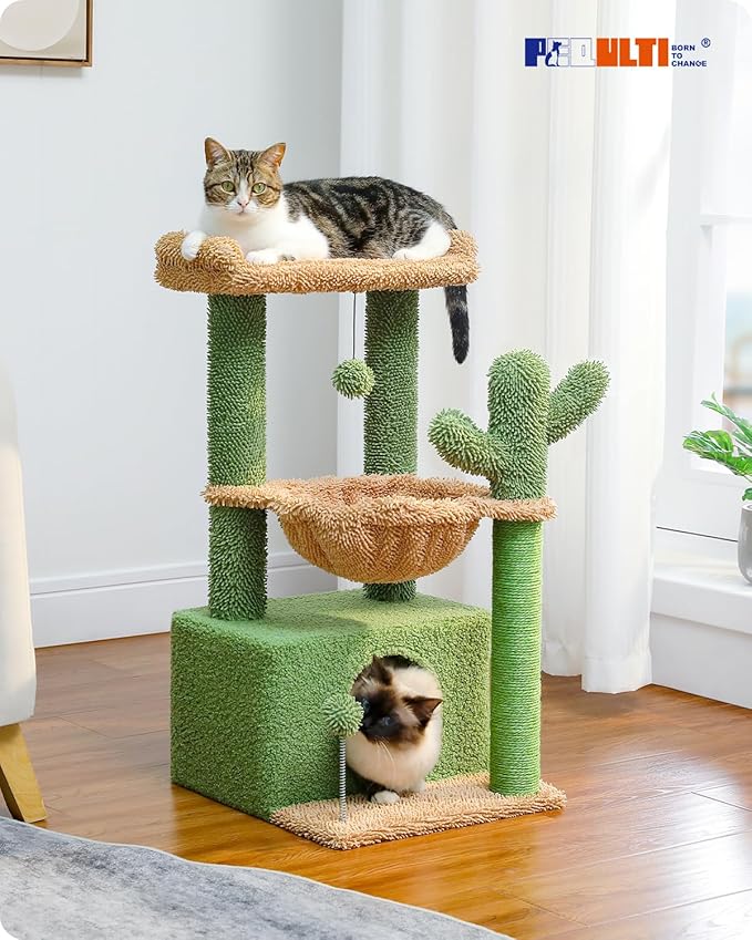 PEQULTI 4-in-1 Cactus Cat Tree, Cat Scratching Post - Image 2