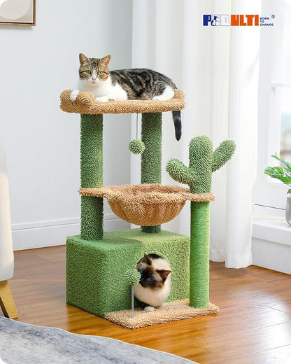 PEQULTI 4-in-1 Cactus Cat Tree, Cat Scratching Post - Image 2