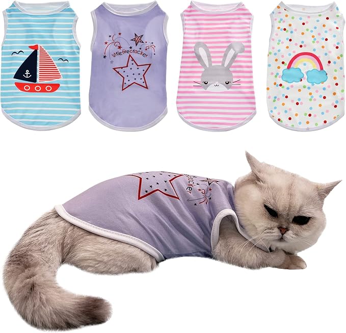 4Pcs Dog & Cat Shirts by CooShou