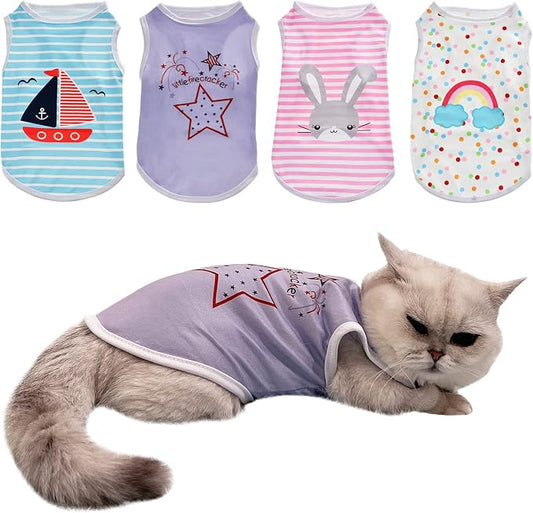 4Pcs Dog & Cat Shirts by CooShou