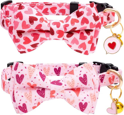 Faygarsle 2 Pack Valentine's Day Cat Collar Cute Loving Heart Printed Collar by Faygarsle