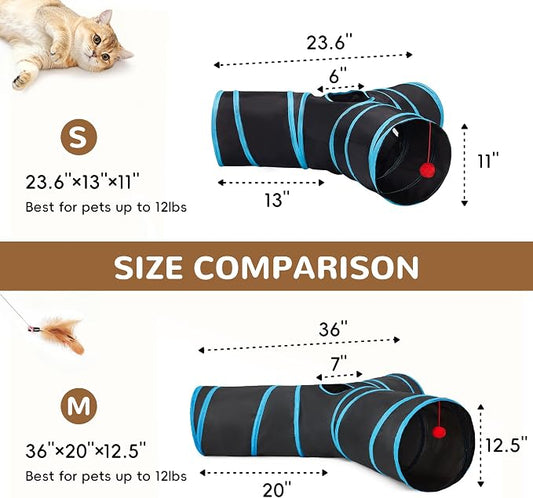 Tempcore Pet Tunnel Tube Cat Toys 3 Way Collapsible, Cat Tunnels - Image 2