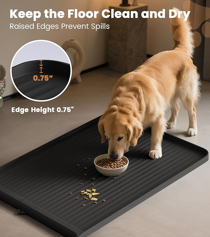 Dog Food Mat 36"x24", Waterproof Pet Feeding Mat - Image 3
