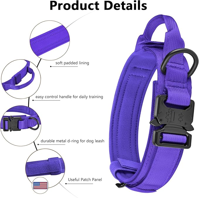 DAGANXI Tactical Dog Collar, Adjustable Military Training Nylon Dog Collar - Image 3