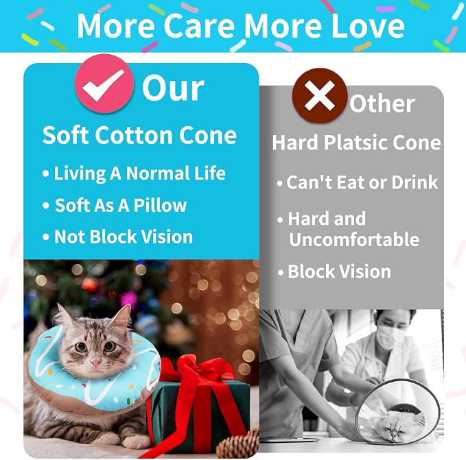 Cat Cone Collar Soft, Waterproof Cat Recovery Collars Spay Cones to Stop - Image 6