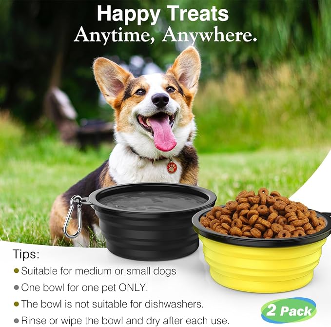 Pawaboo Collapsible Dog Bowls 2 Pack, Silicone Feeding Watering Bowls - Image 5