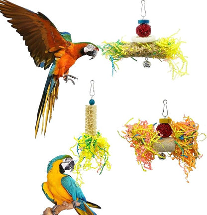 EBaokuup Bird Parrots Shredding Toys Parakeet Chewing Toys Bird Loofah Toys - Image 3