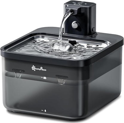 DownyPaws Cat Water Fountain Stainless Steel Cordless, 84oz/2.5L Fursink by DownyPaws