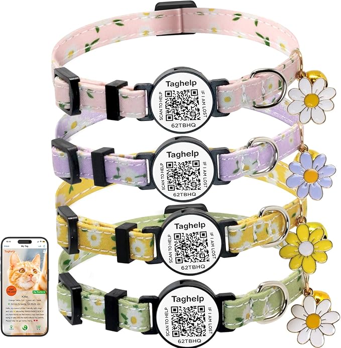 4 PCS Cute Flower Cat Collar by Taghelp