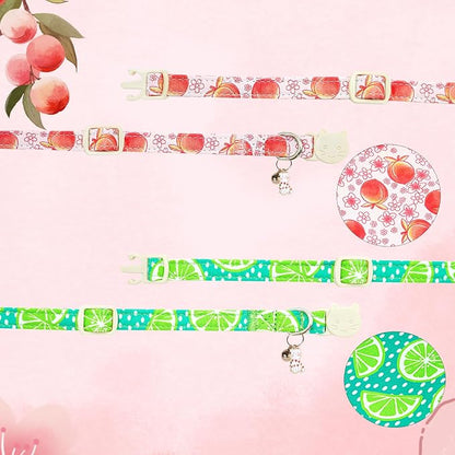 Cat Collar-2 Pack Cute Cat Collars Peach & Lemon Print Breakaway - Image 4