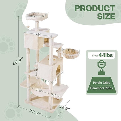 Cat Tree for Indoor Cats, 66 Inches Cat Tower - Image 3