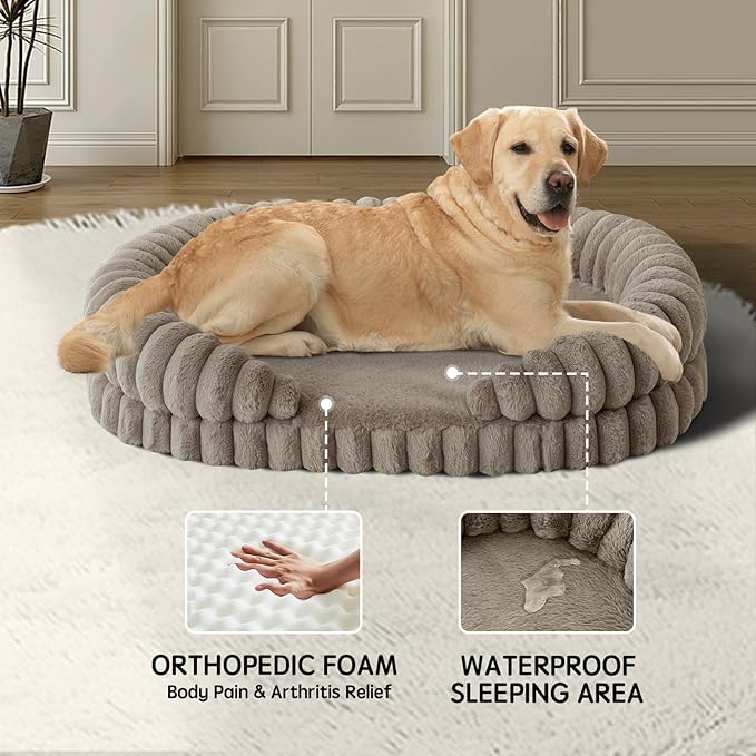 BALANCE Calming Dog Bed for Extra Large Dogs, 42 Inches Oval Washable XL Pet Bed - Image 2